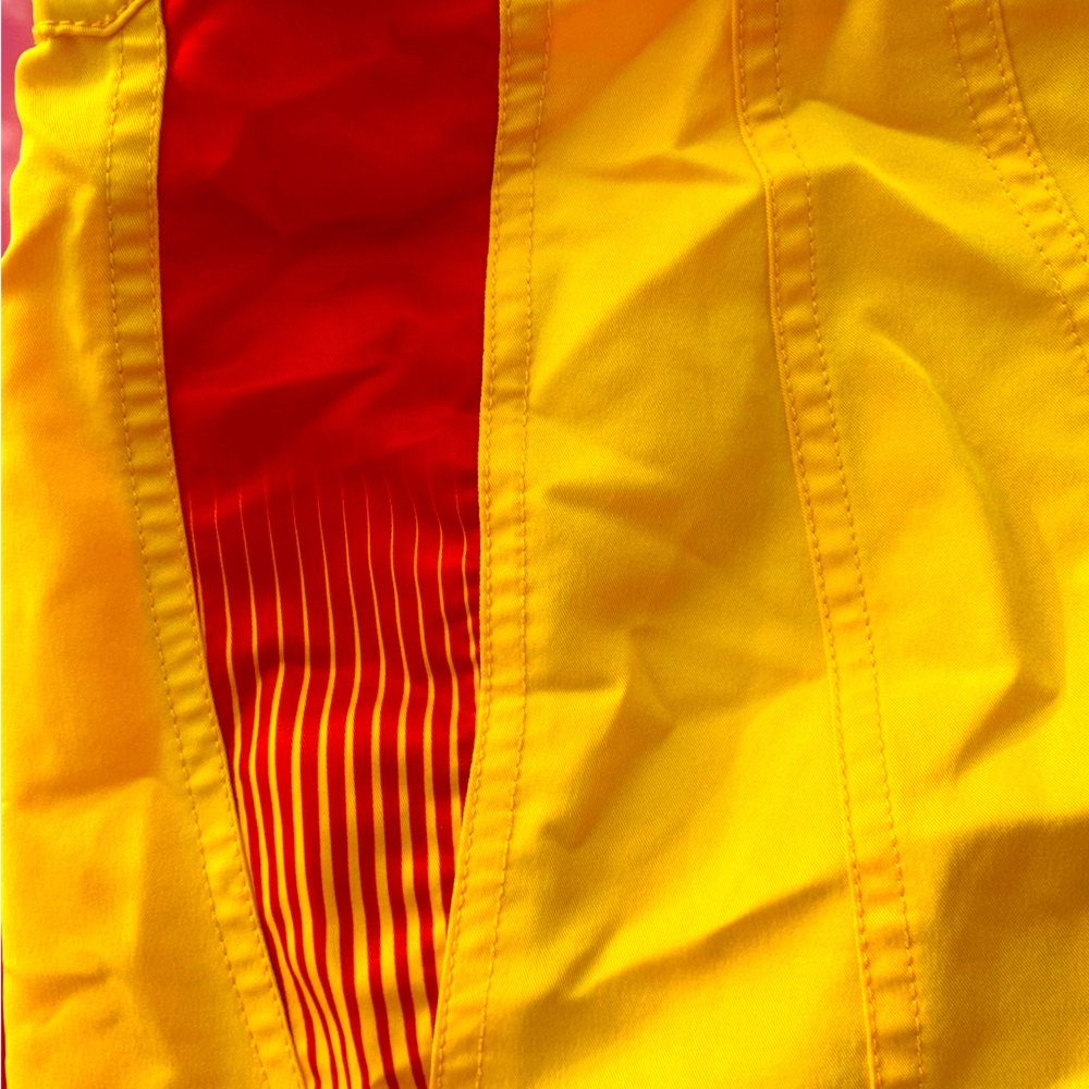 FOX VINTAGE Bright Yellow Red & Black Swim Trunks - Size 26 - Picture 3 of 7